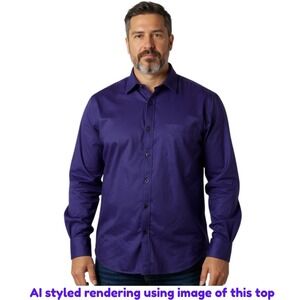 Flex Mens 2XL Luxury Collection Royal Purple Button Up Shirt Long Sleeve